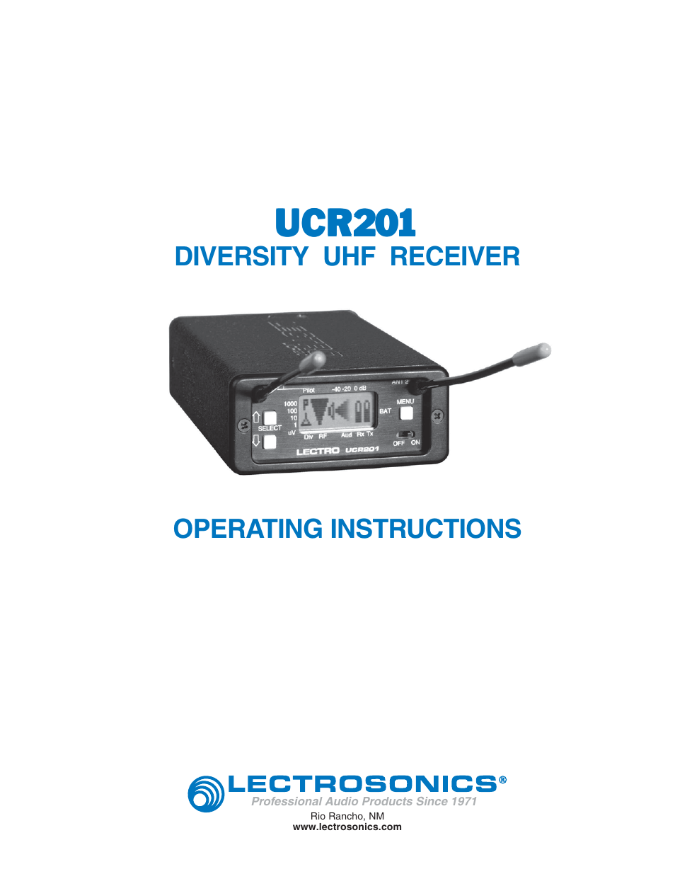 Lectrosonics UCR201 User Manual | 20 pages