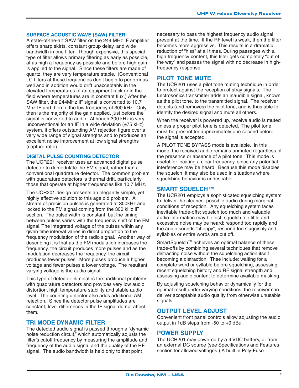 Lectrosonics UCR201 User Manual | Page 5 / 20