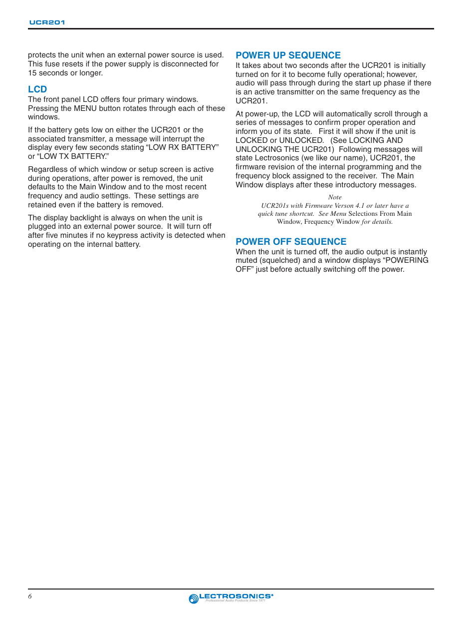 Lectrosonics UCR201 User Manual | Page 6 / 20