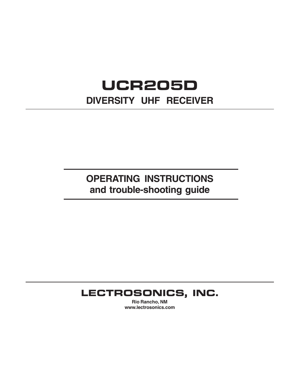 Lectrosonics UCR205d User Manual | 14 pages