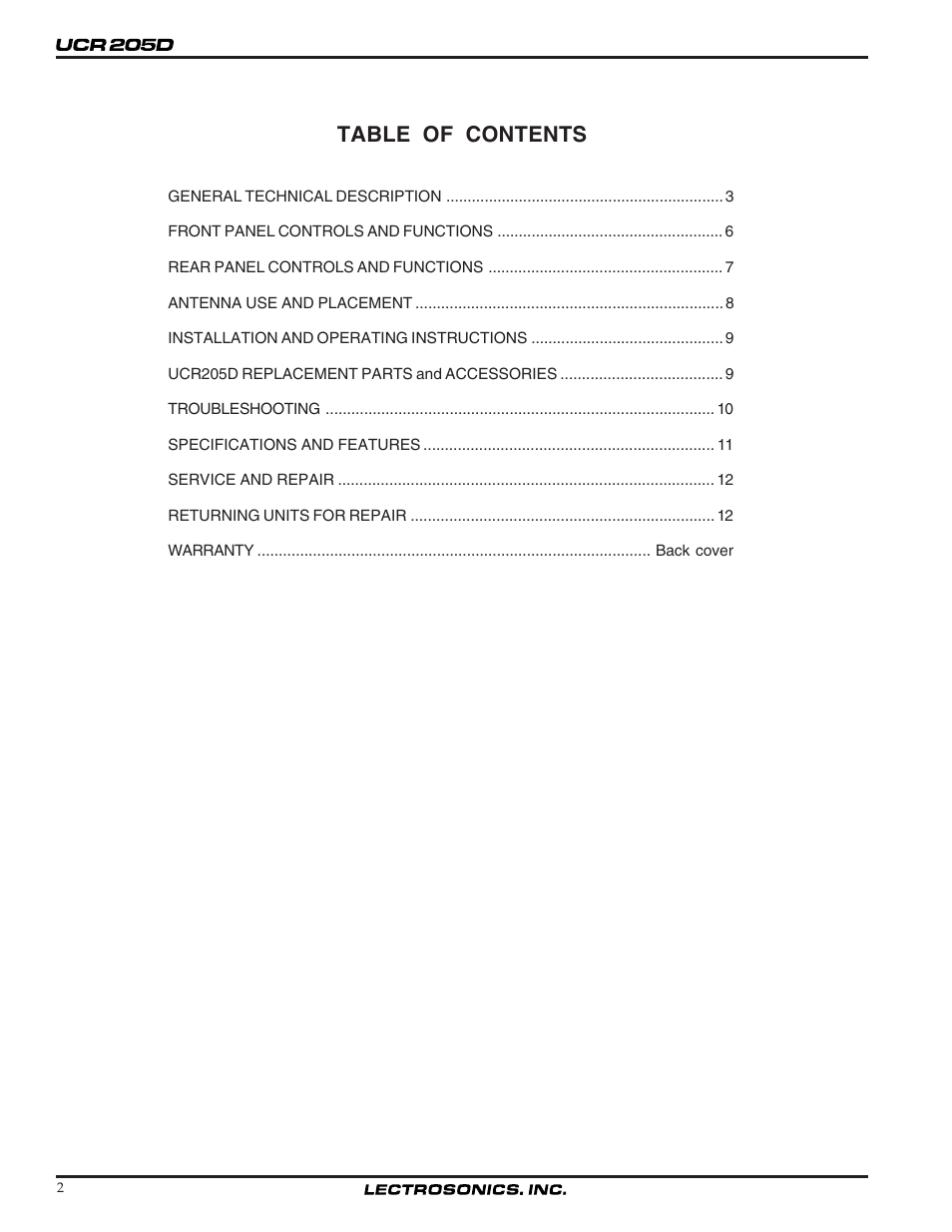 Lectrosonics UCR205d User Manual | Page 2 / 14