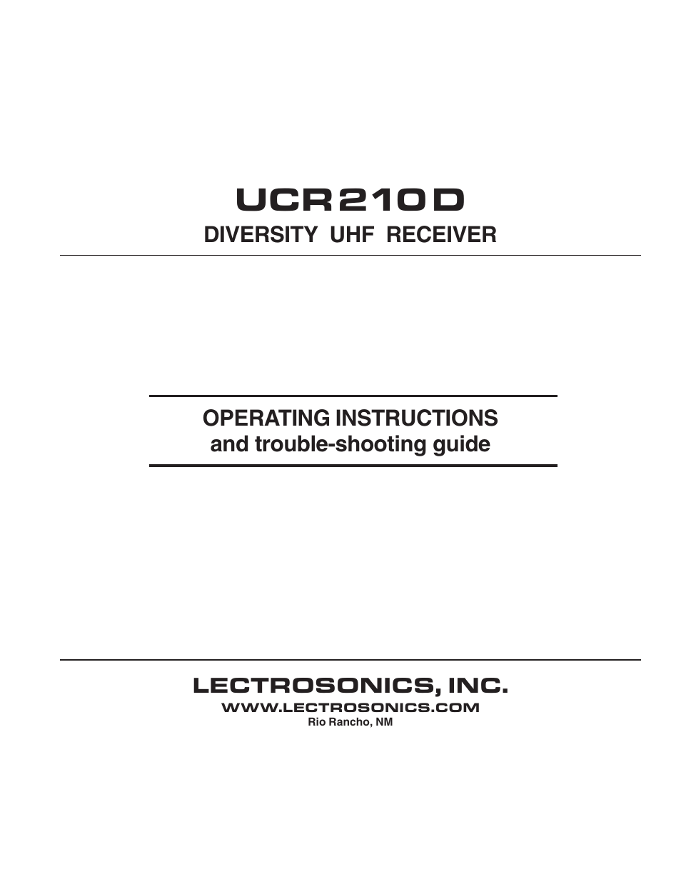 Lectrosonics UCR210d User Manual | 14 pages