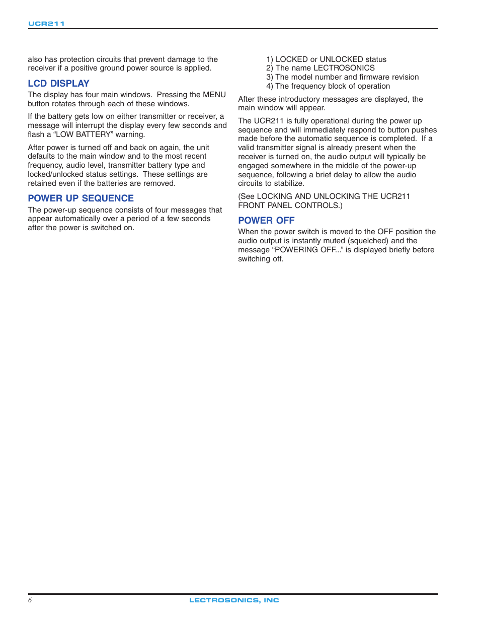 Lectrosonics UCR211 User Manual | Page 6 / 20