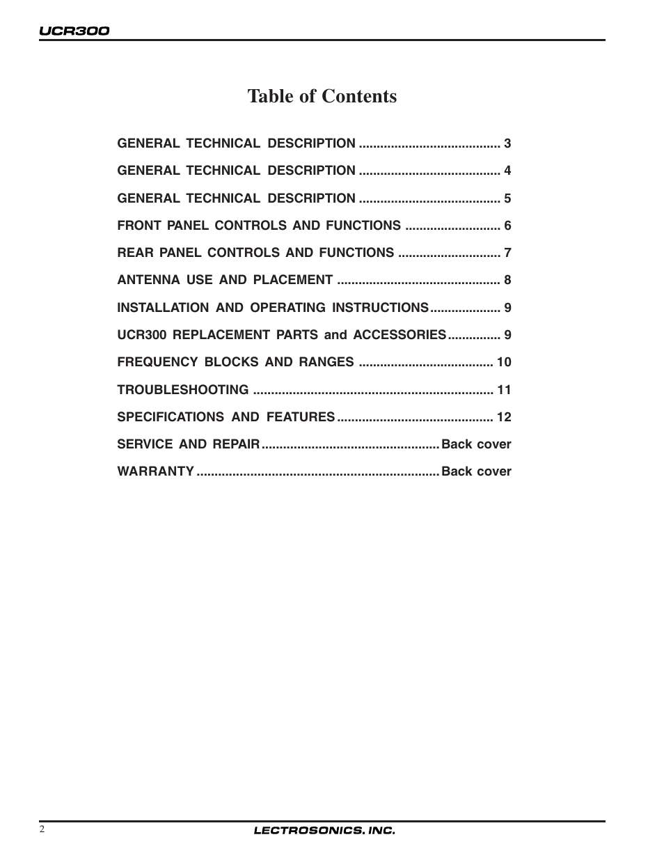 Lectrosonics UCR300 User Manual | Page 2 / 14