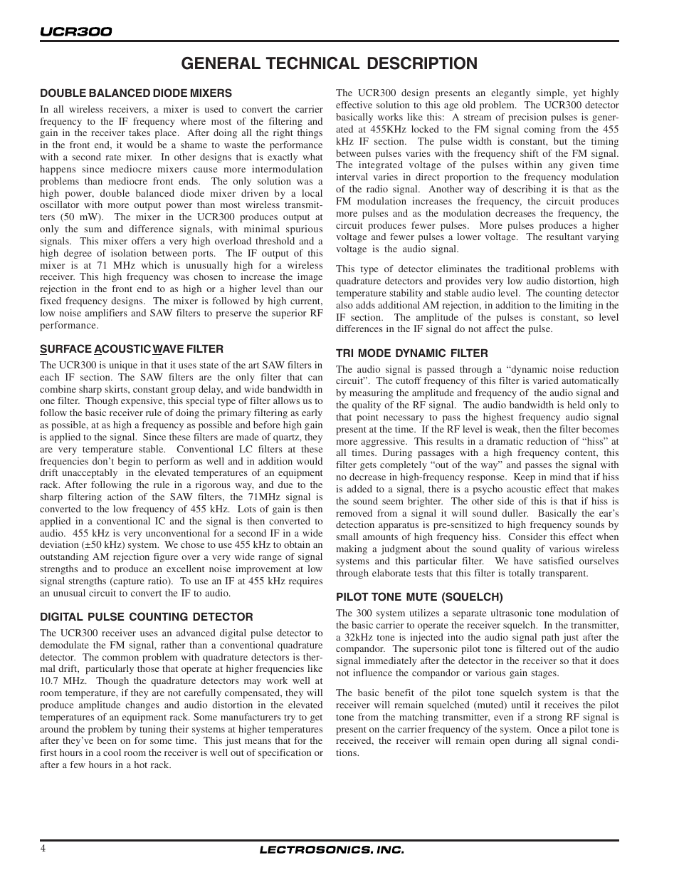 General technical description | Lectrosonics UCR300 User Manual | Page 4 / 14