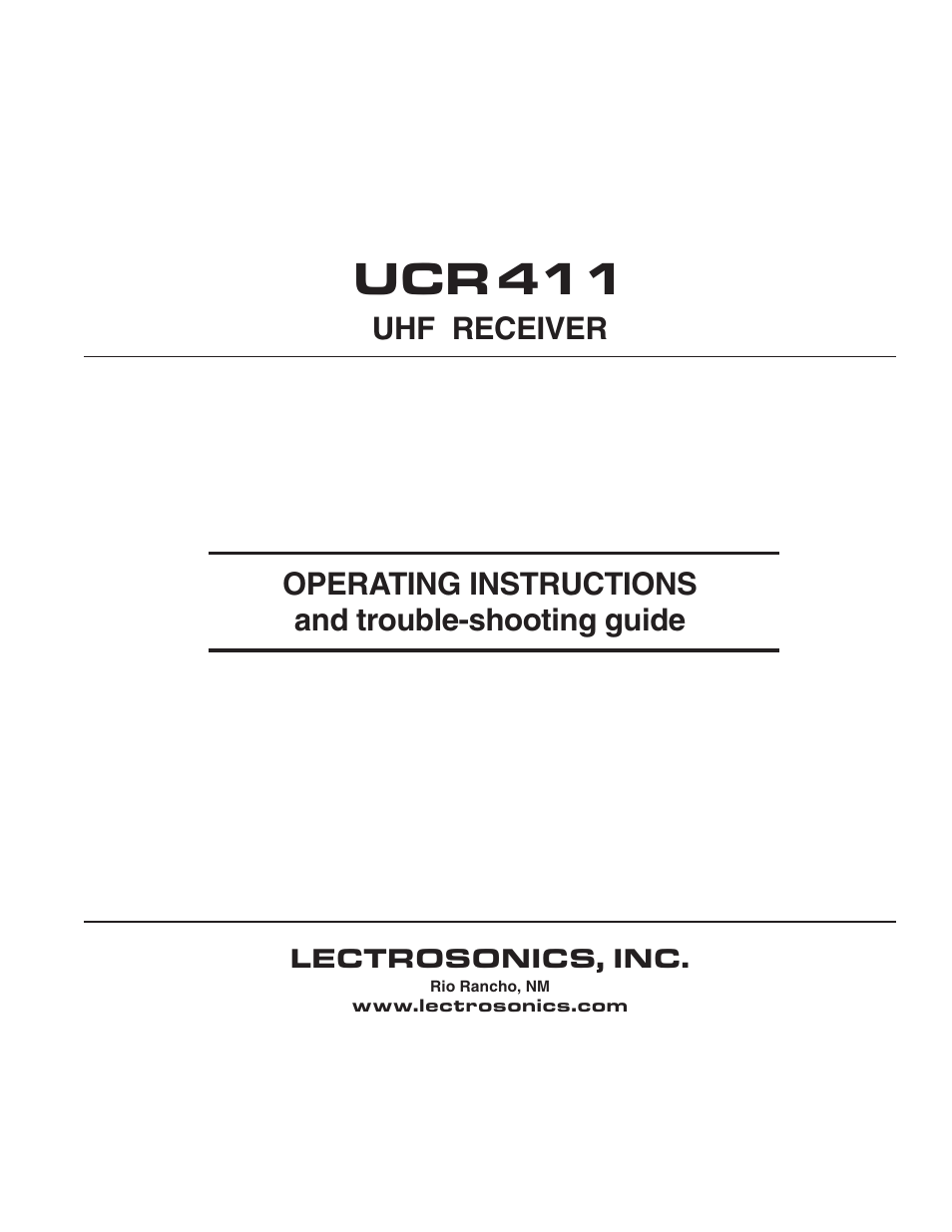 Lectrosonics UCR411 User Manual | 16 pages