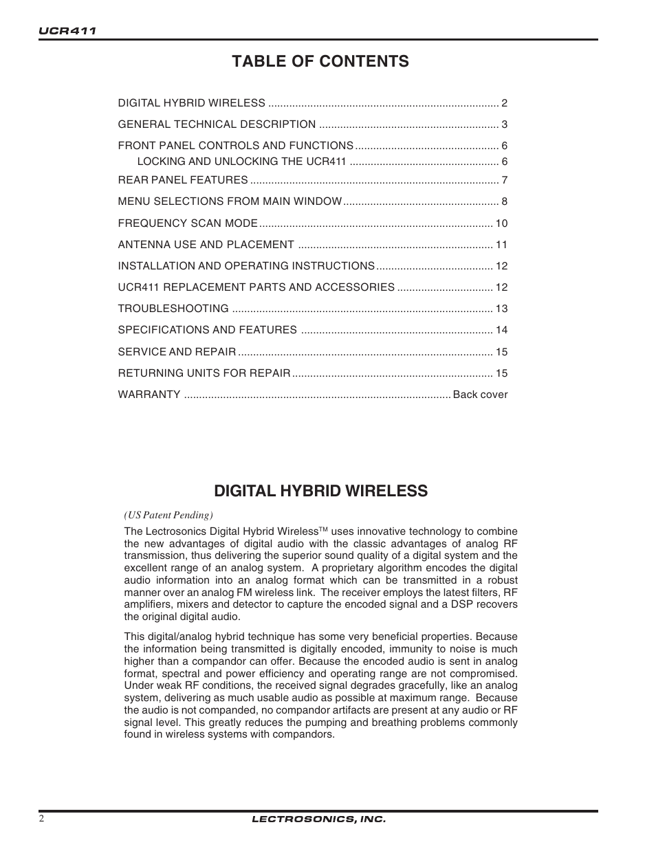 Lectrosonics UCR411 User Manual | Page 2 / 16