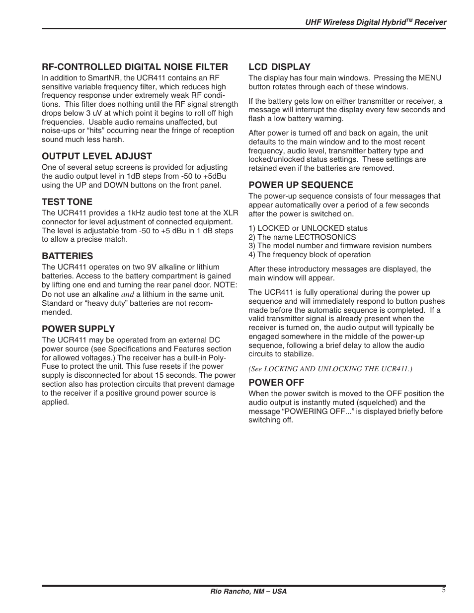 Lectrosonics UCR411 User Manual | Page 5 / 16