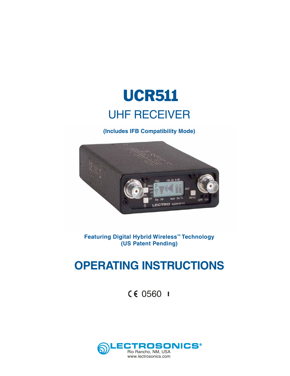 Lectrosonics UCR511 User Manual | 28 pages