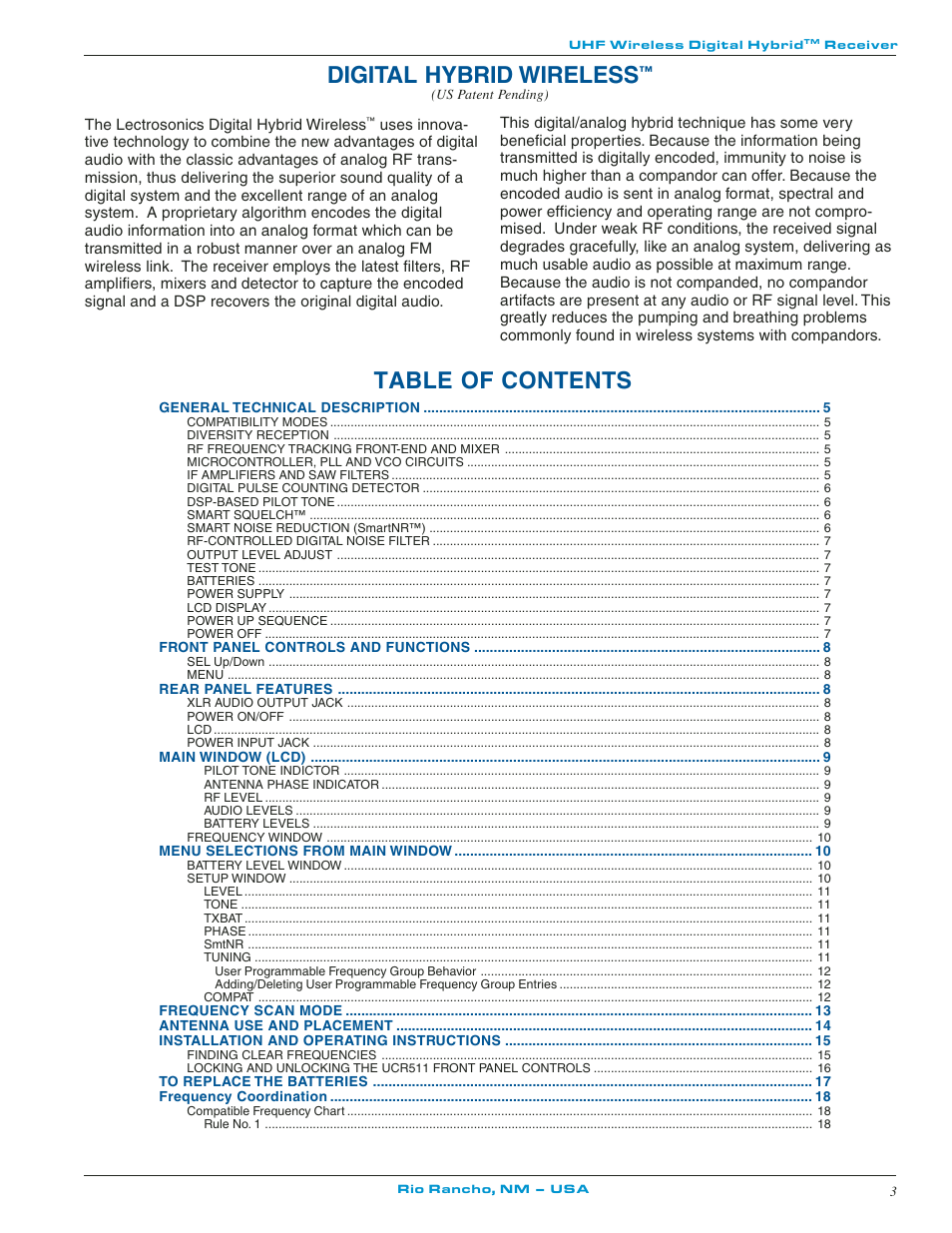 Lectrosonics UCR511 User Manual | Page 3 / 28