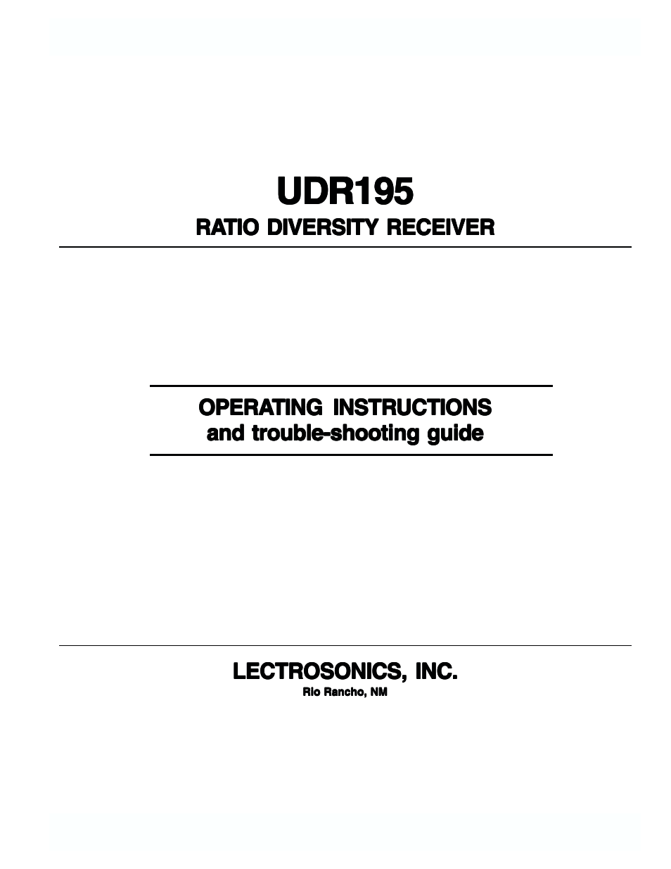 Lectrosonics UDR195 User Manual | 18 pages