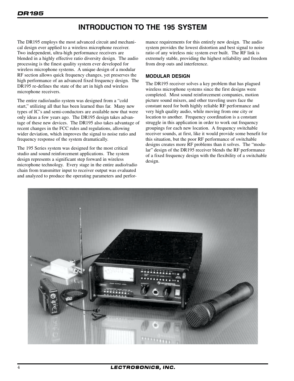 Introduction to the 195 system | Lectrosonics UDR195 User Manual | Page 4 / 18