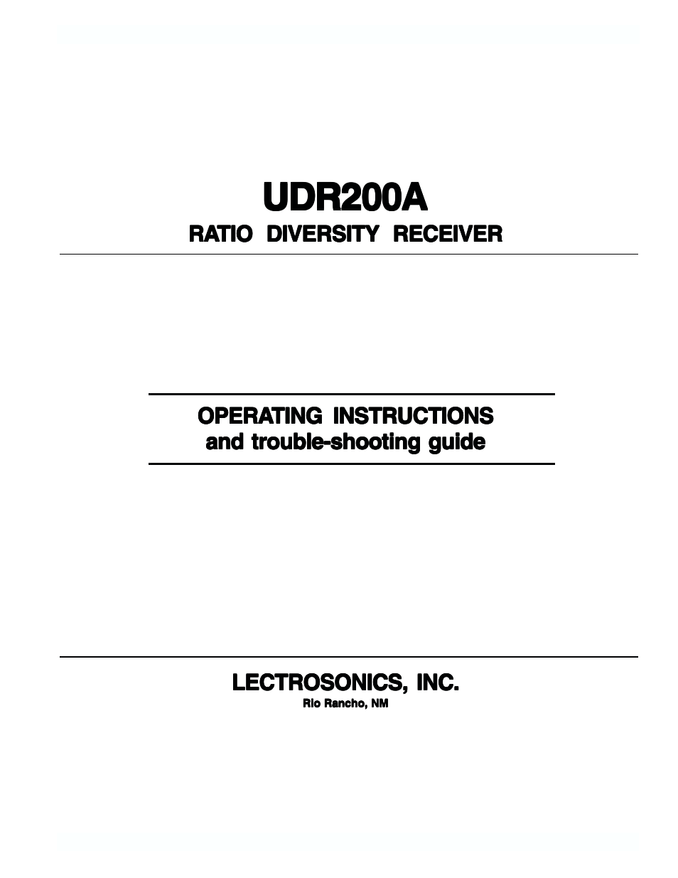 Lectrosonics UDR200a User Manual | 12 pages