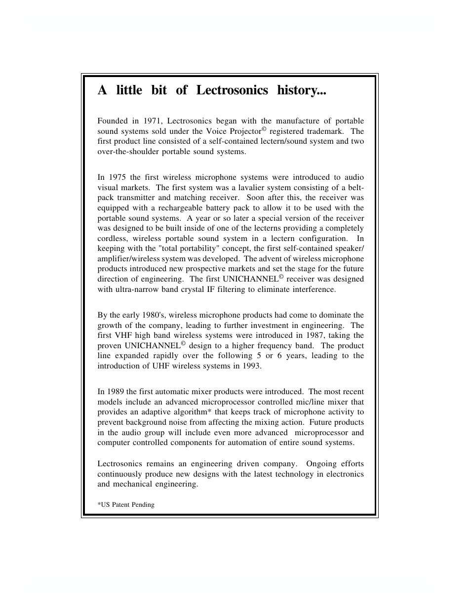 A little bit of lectrosonics history | Lectrosonics UDR200a User Manual | Page 2 / 12