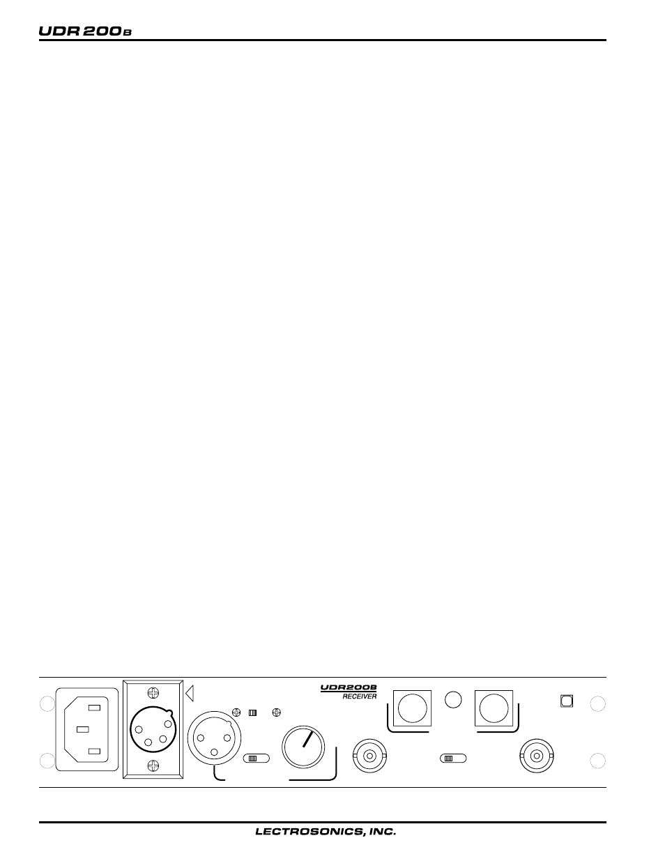 Rear panel controls and functions, Audio output, Phase rev | Ac power supplies, Ext dc in, Lecnet (rs232) jack, Antenna jacks, Expansion out, expansion in, Pilot tone bypass, Noise filter | Lectrosonics UDR200b User Manual | Page 8 / 22