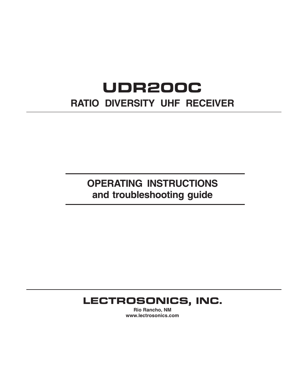 Lectrosonics UDR200c User Manual | 26 pages