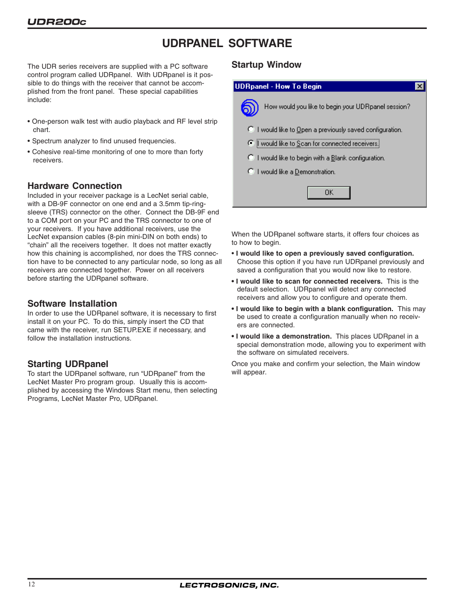 Udrpanel software | Lectrosonics UDR200c User Manual | Page 12 / 26