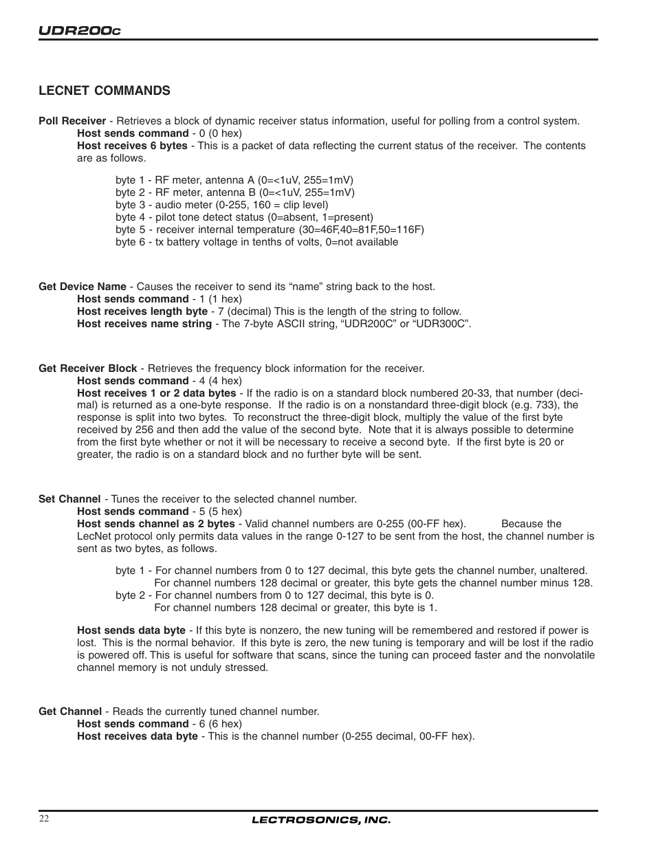 Lectrosonics UDR200c User Manual | Page 22 / 26