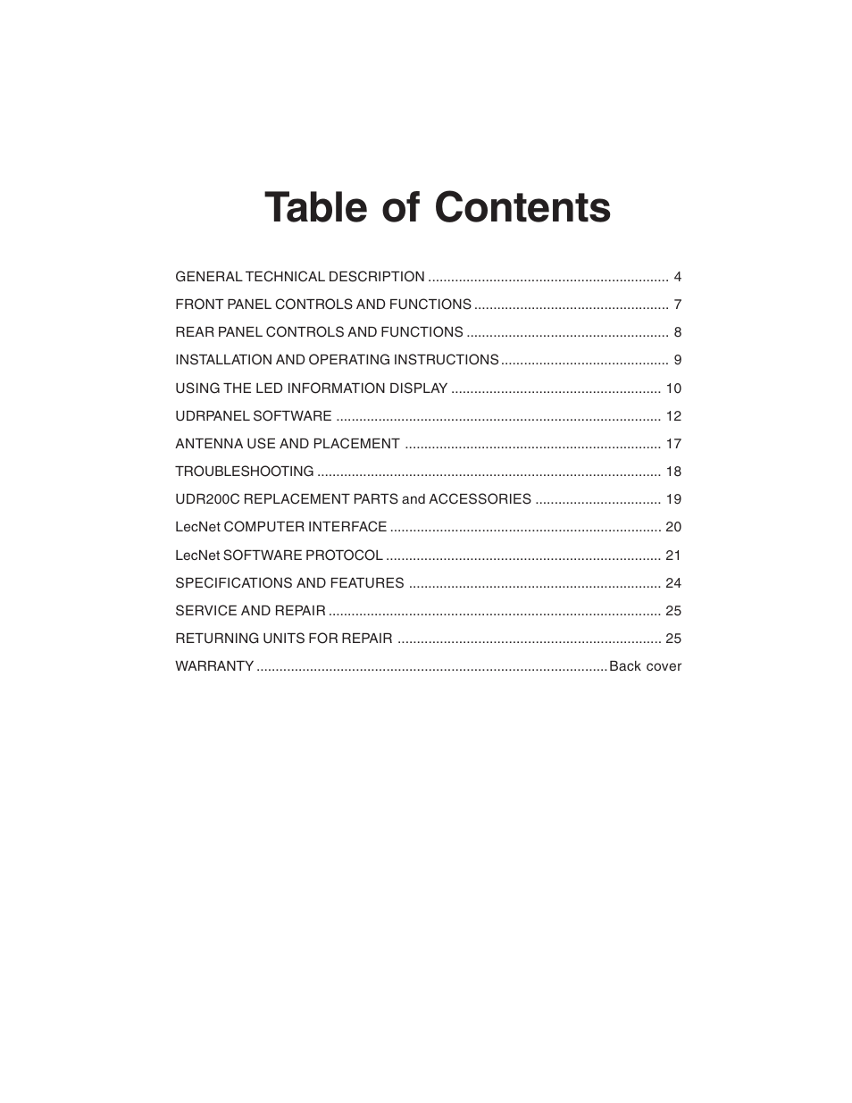 Lectrosonics UDR200c User Manual | Page 3 / 26