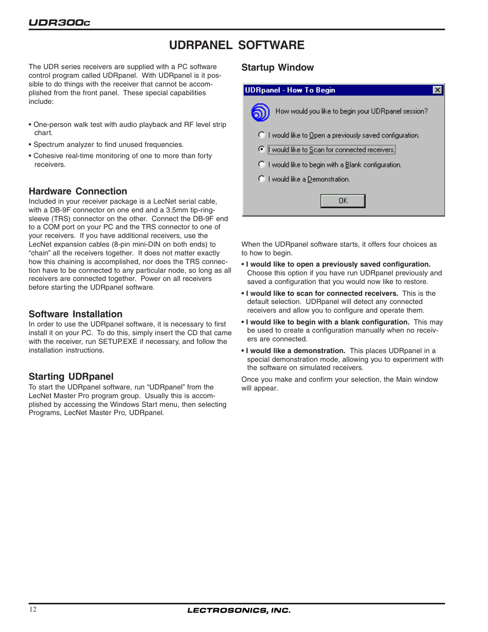 Udrpanel software | Lectrosonics UDR300c User Manual | Page 12 / 26