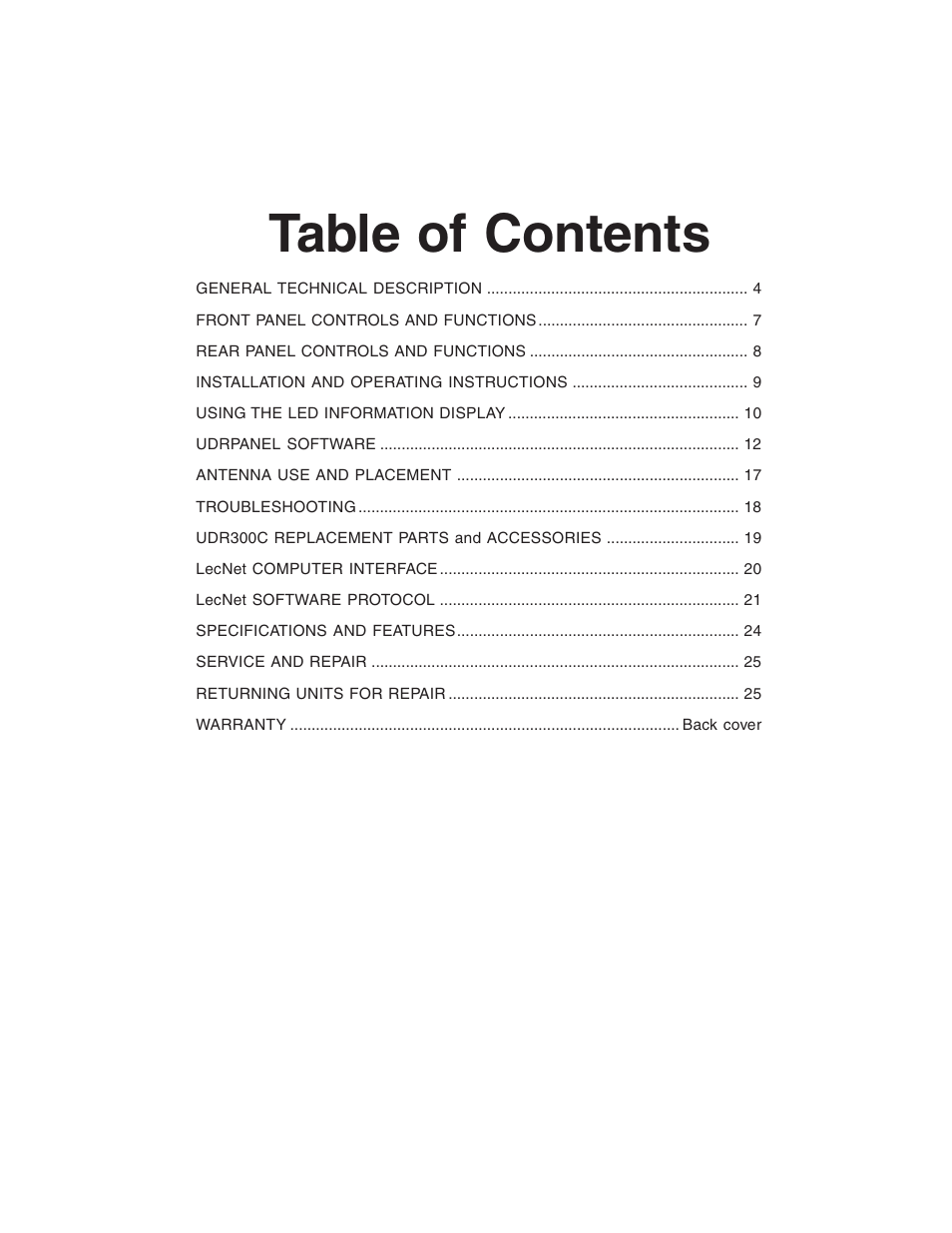 Lectrosonics UDR300c User Manual | Page 3 / 26