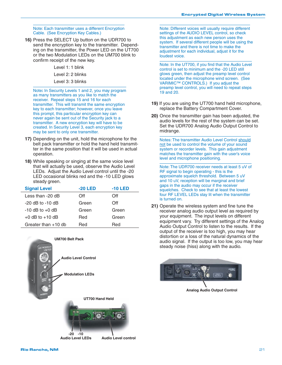 Lectrosonics UT700 User Manual | Page 21 / 36