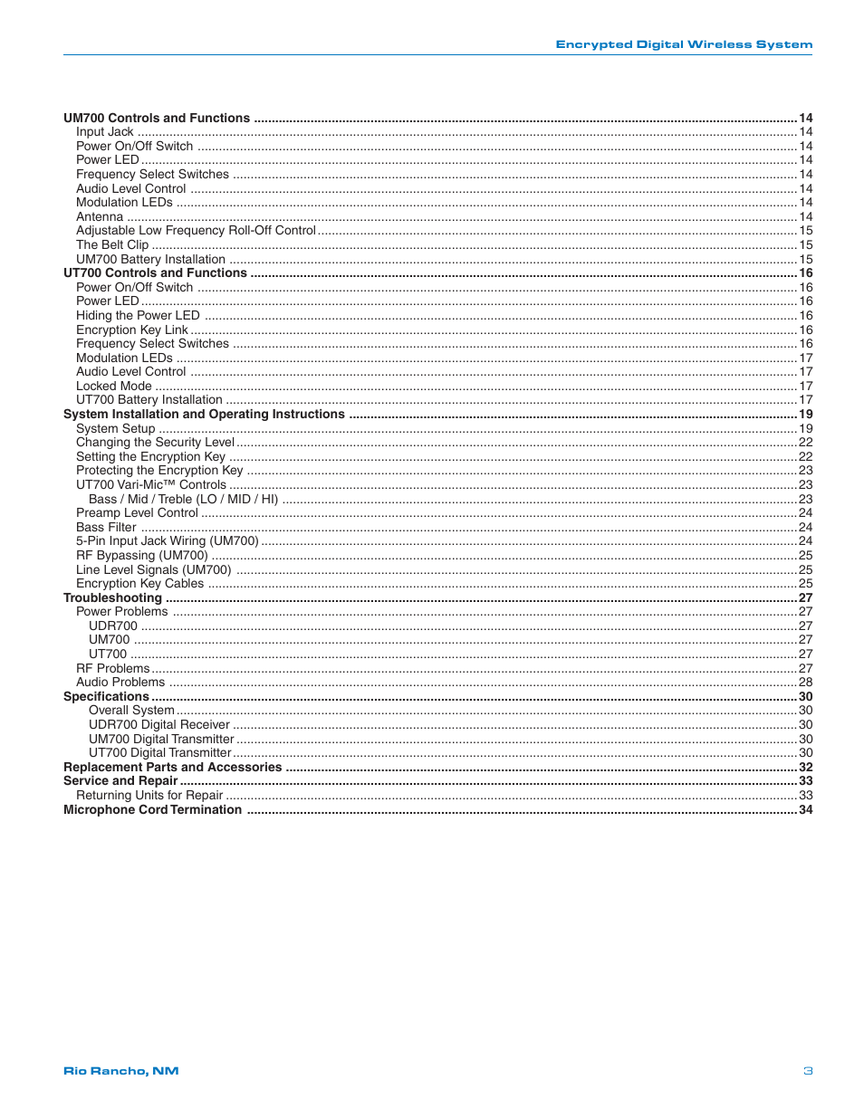 Lectrosonics UT700 User Manual | Page 3 / 36