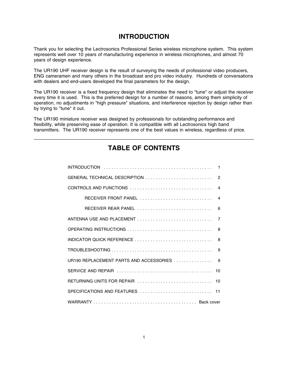 Lectrosonics UR190 User Manual | Page 2 / 13