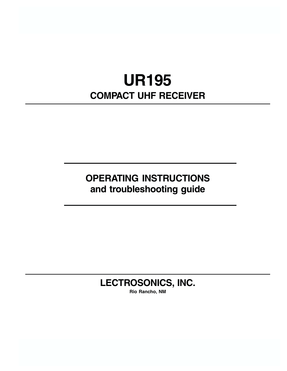 Lectrosonics UT195 User Manual | 12 pages