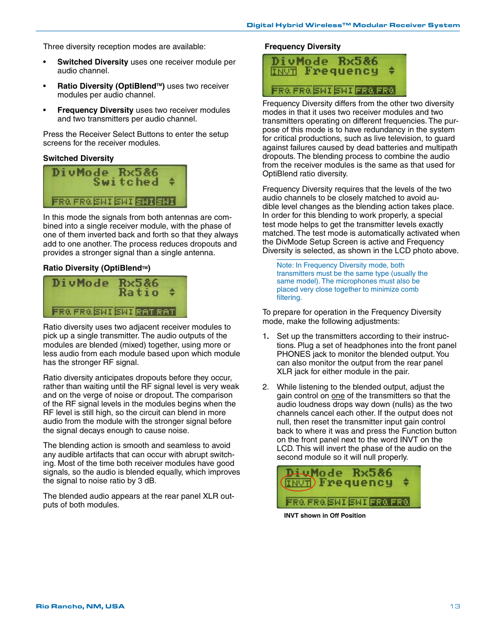 Lectrosonics Venue (Narrowband) User Manual | Page 13 / 32