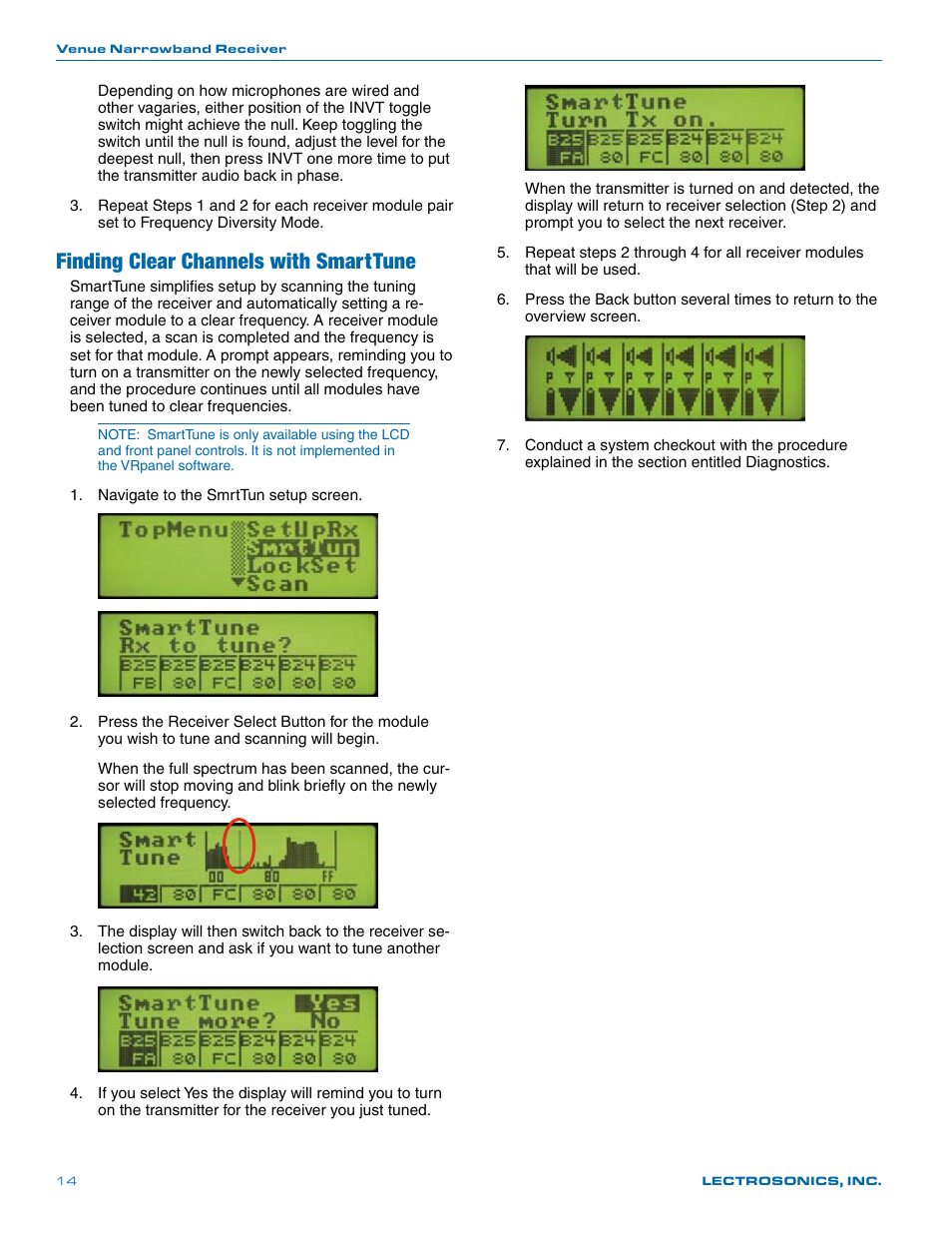 Finding clear channels with smarttune | Lectrosonics Venue (Narrowband) User Manual | Page 14 / 32