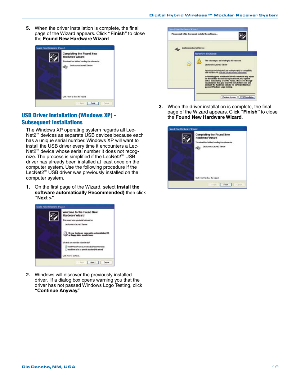 Lectrosonics Venue (Narrowband) User Manual | Page 19 / 32