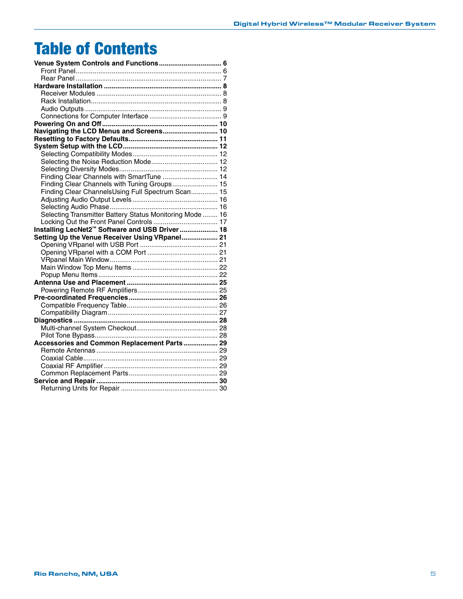 Lectrosonics Venue (Narrowband) User Manual | Page 5 / 32