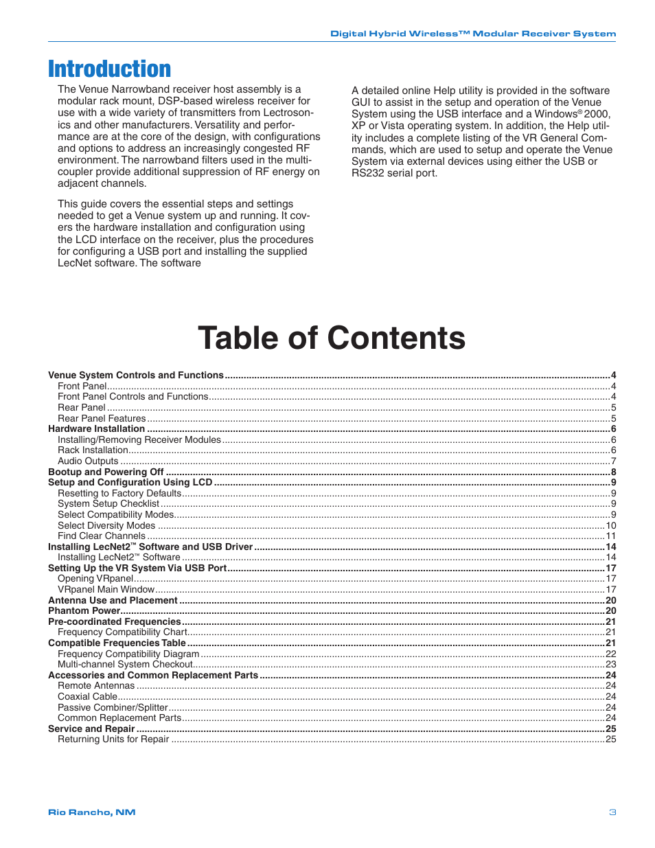 Lectrosonics Venue 3.9 User Manual | Page 3 / 28