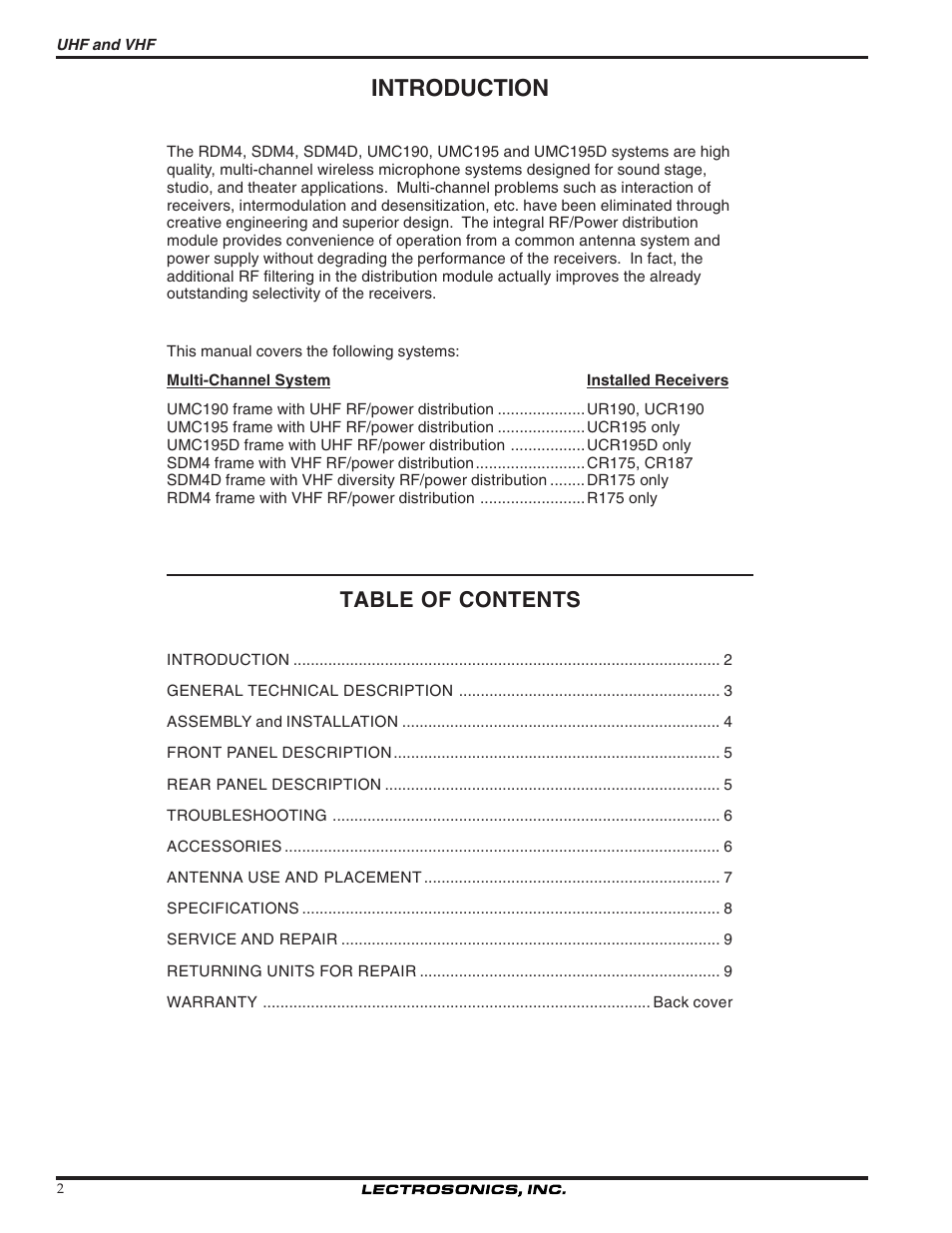Lectrosonics UMC195d User Manual | Page 2 / 10