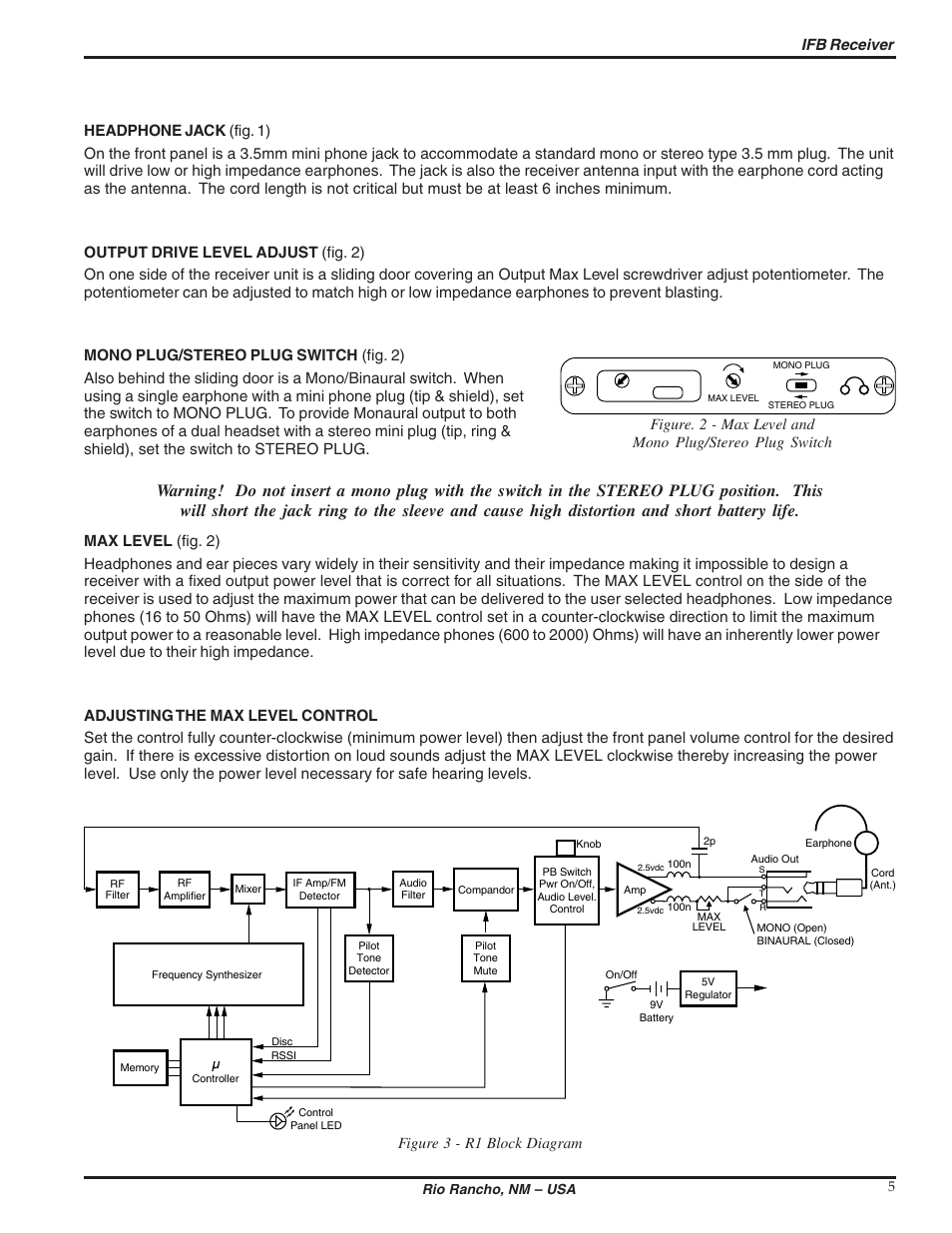 Figure 3 - r1 block diagram | Lectrosonics R1 User Manual | Page 5 / 12