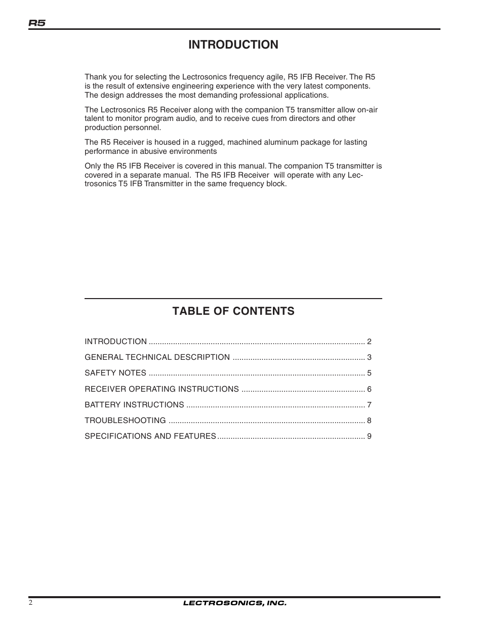 Lectrosonics R5 User Manual | Page 2 / 10