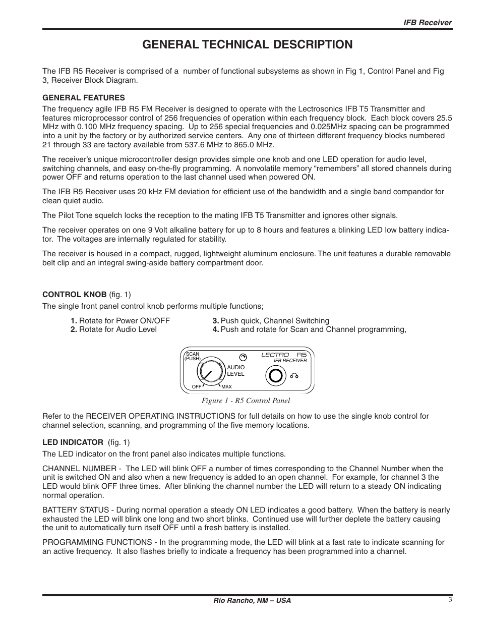General technical description | Lectrosonics R5 User Manual | Page 3 / 10