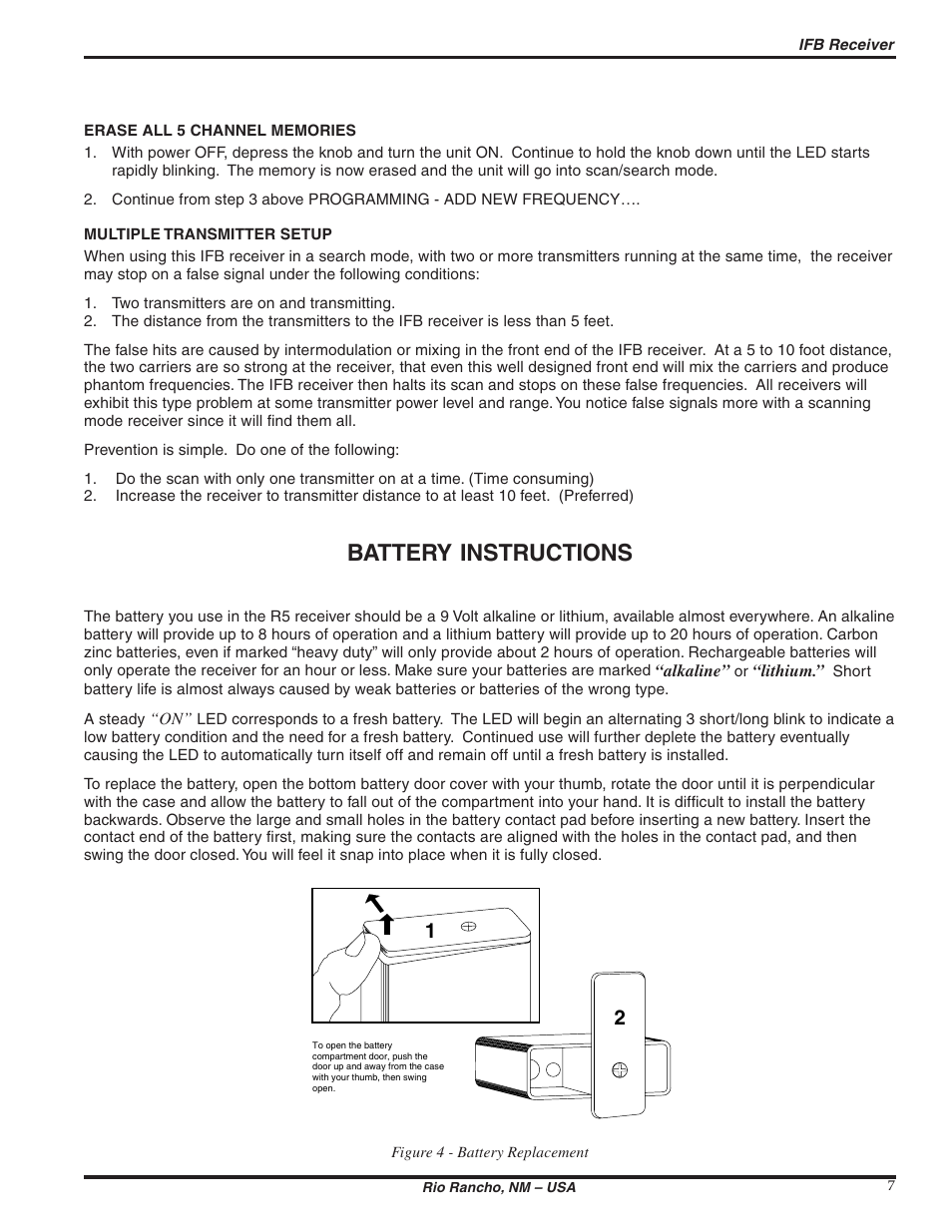 Battery instructions | Lectrosonics R5 User Manual | Page 7 / 10