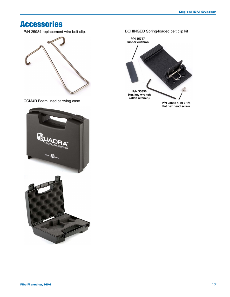 Replacement parts, Accessories | Lectrosonics Quadra User Manual | Page 17 / 32