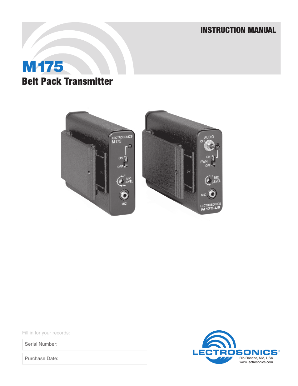 Lectrosonics M175DC User Manual | 8 pages