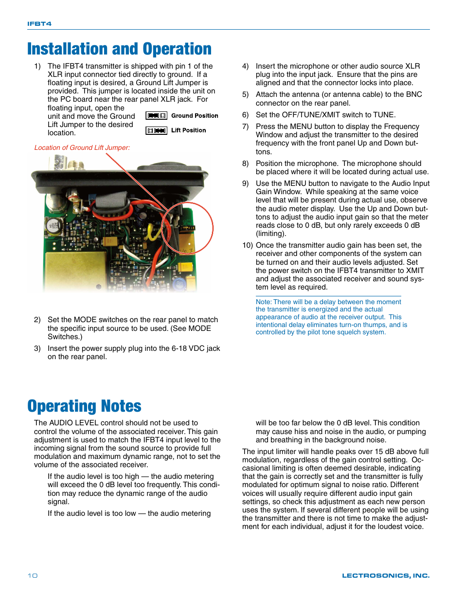 Installation and operation | Lectrosonics T4 User Manual | Page 10 / 16