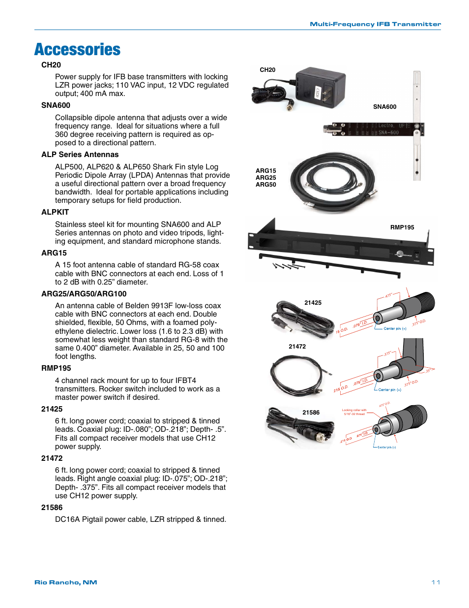 Operating notes, Accessories | Lectrosonics T4 User Manual | Page 11 / 16