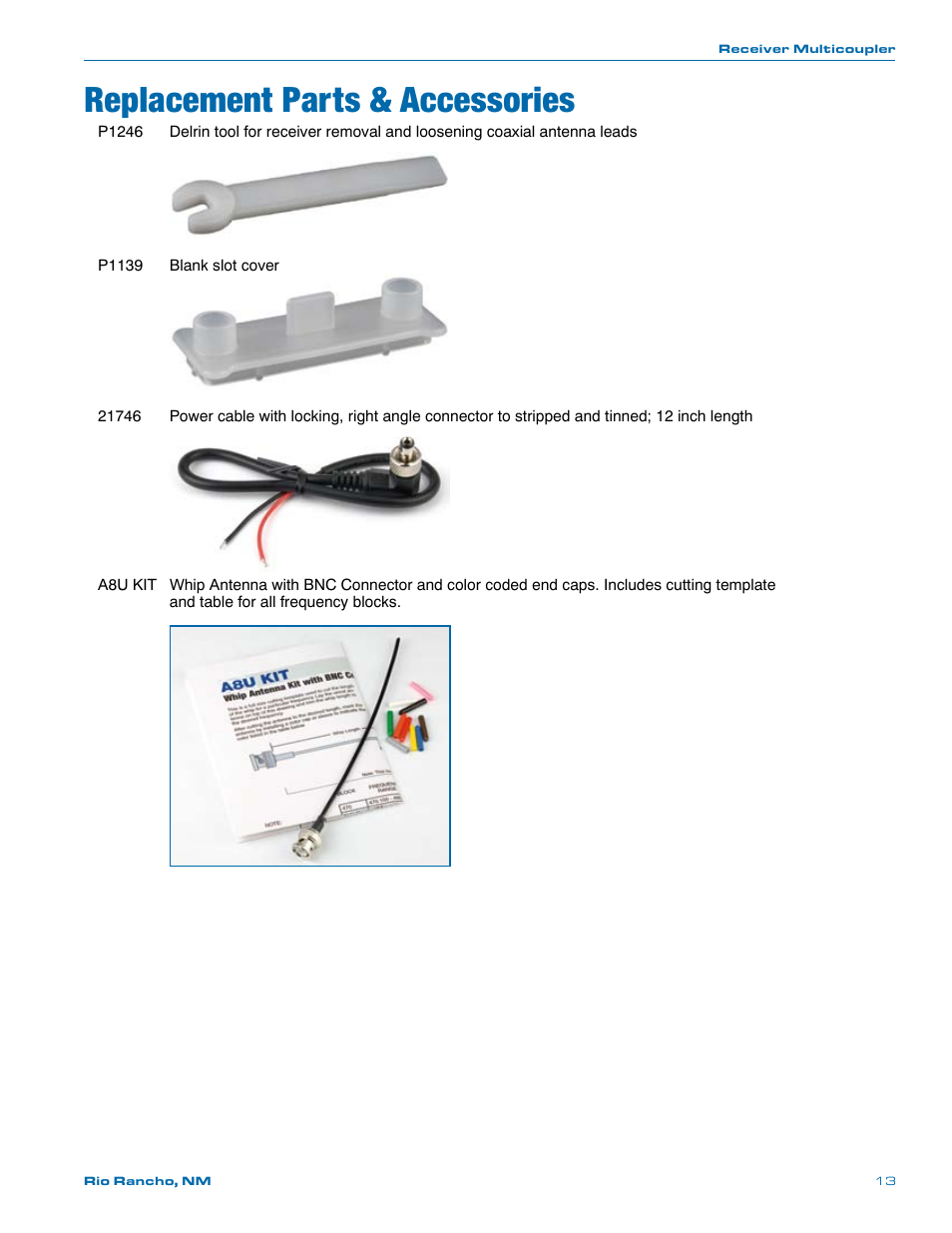 Replacement parts & accessories | Lectrosonics Octopack User Manual | Page 13 / 20
