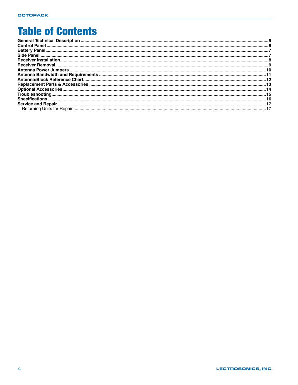 Lectrosonics Octopack User Manual | Page 4 / 20