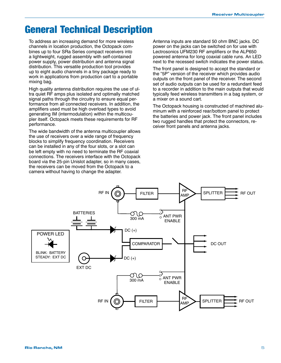 General technical description | Lectrosonics Octopack User Manual | Page 5 / 20
