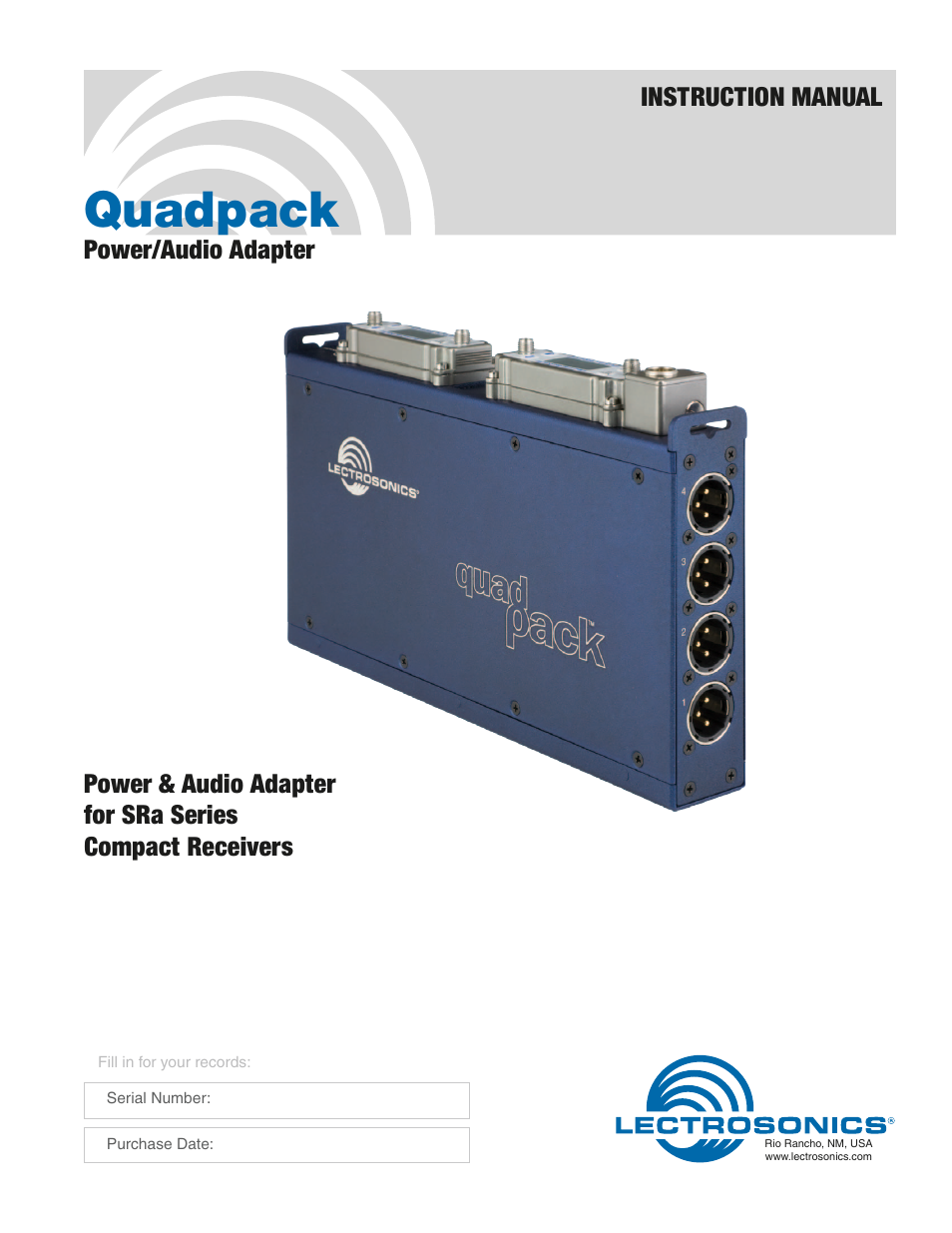 Lectrosonics Quadpack User Manual | 8 pages