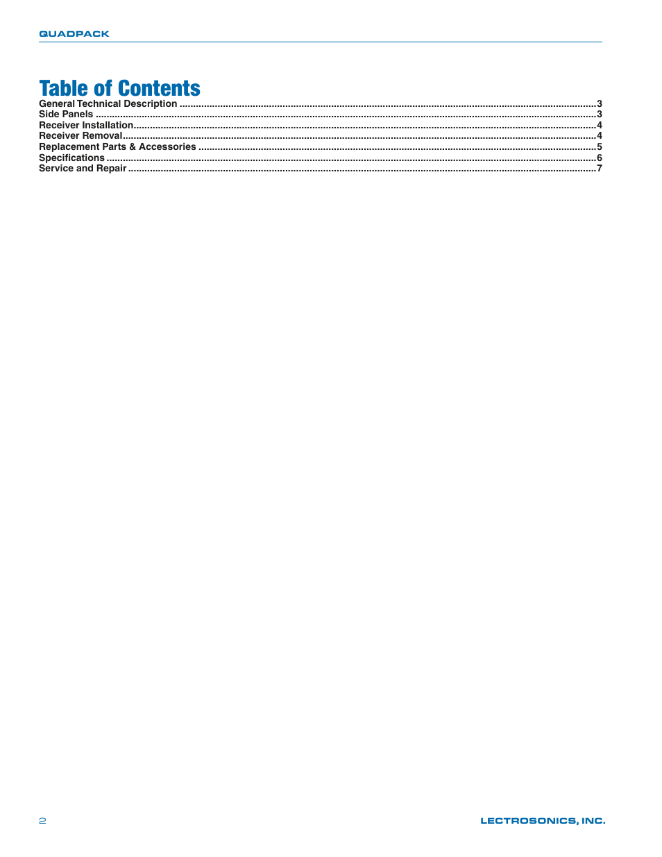 Lectrosonics Quadpack User Manual | Page 2 / 8