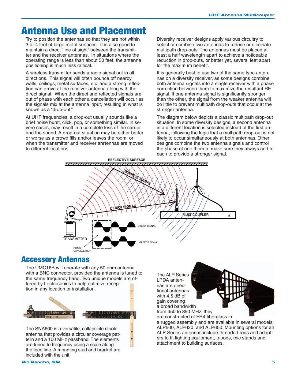 Antenna use and placement, Accessory antennas | Lectrosonics UMC16b User Manual | Page 5 / 8