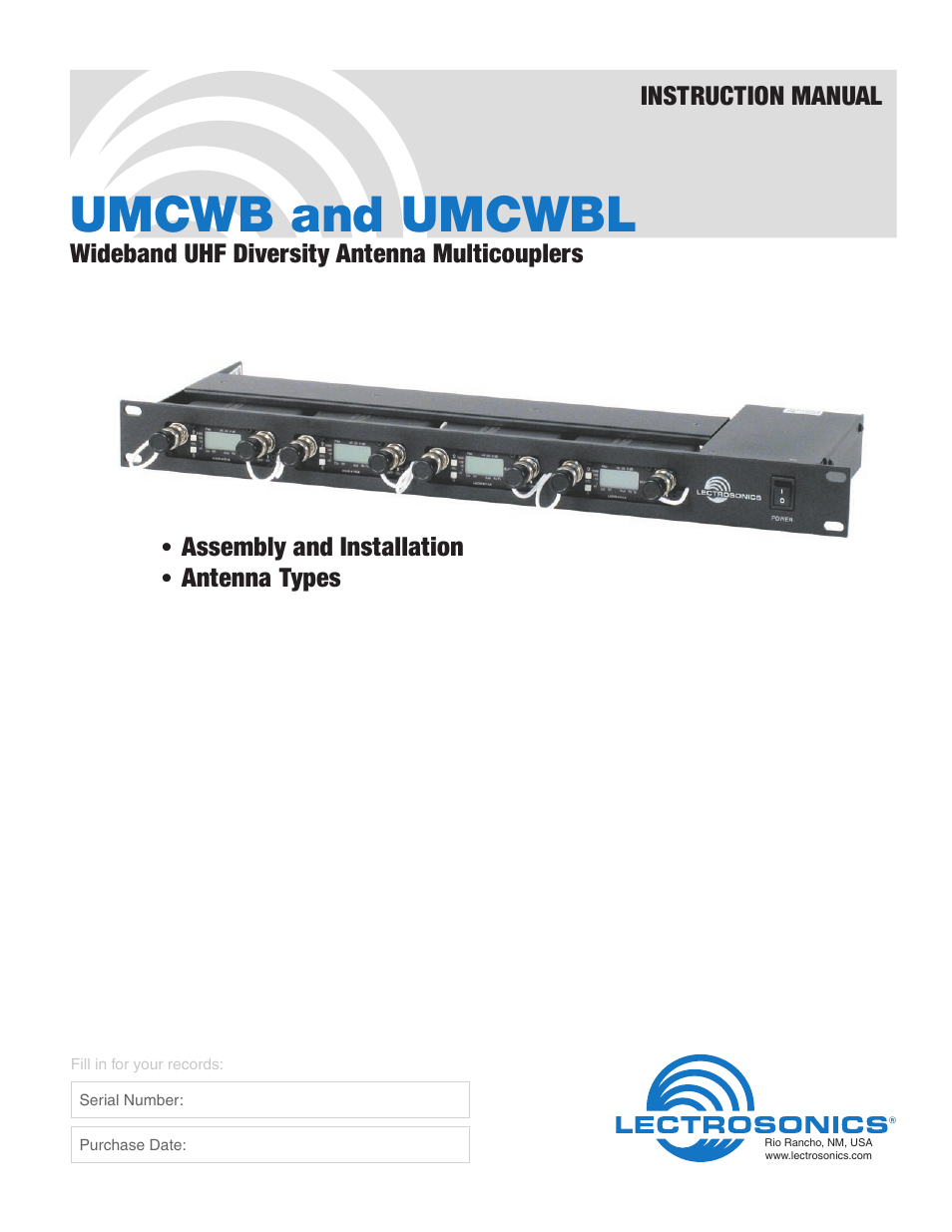 Lectrosonics UMCWB User Manual | 12 pages